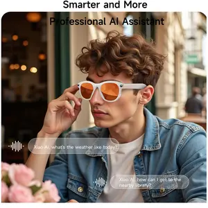 2 Million Pixels Camera Wearable Smart Glasses , Sports Eyewear Sunglasses for Video Recording AI Smart Glasses , Real-Time Translation, Wireless Calling, Music Playback and Voice Assistant, 2 Lenses