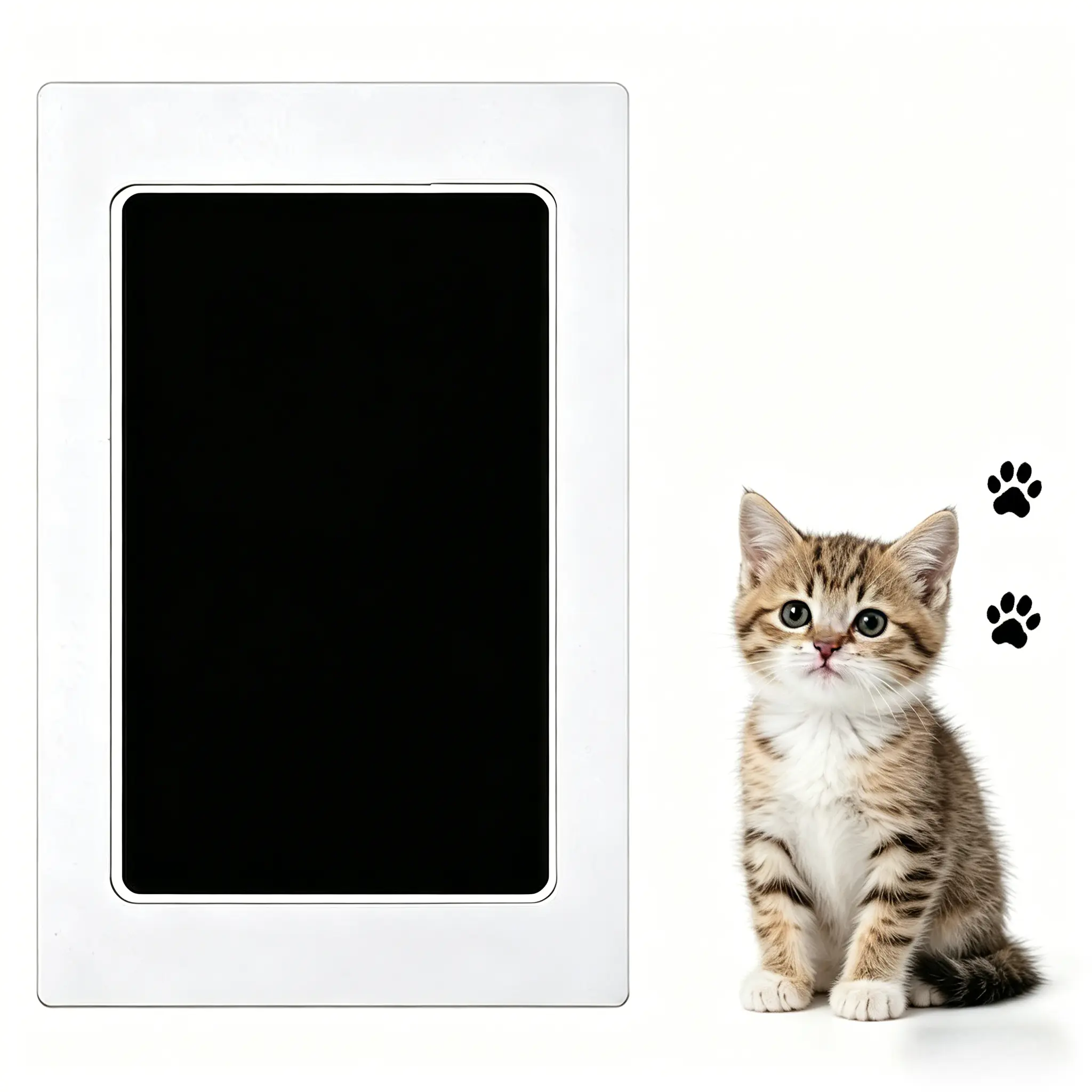 Pet Memorial 2-Piece Cat Print Keychain - Memorial Gifts for Pet Owners, Includes Display Stand, Footprints Kit