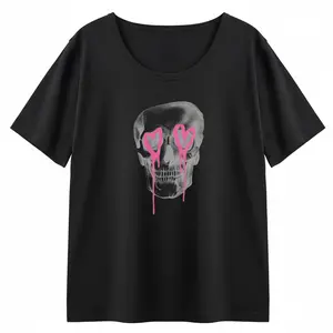 Graphic Tee Y2K Women Oversized Pastel Goth Pink Heart Eyes Skull Dripping Gothic Edgy Streetwear Alt Fashion Soft Tee Trendy Top Gift