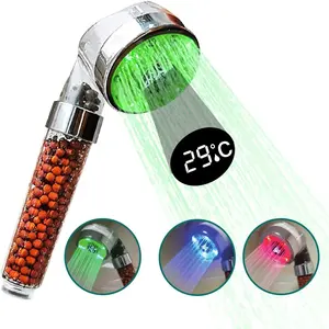 LED Digital Display Filtered High Pressure Showerhead, New for 2023, Digital Display Light Shows Water Temperature for Dry Skin and Hair (Single Showerhead)