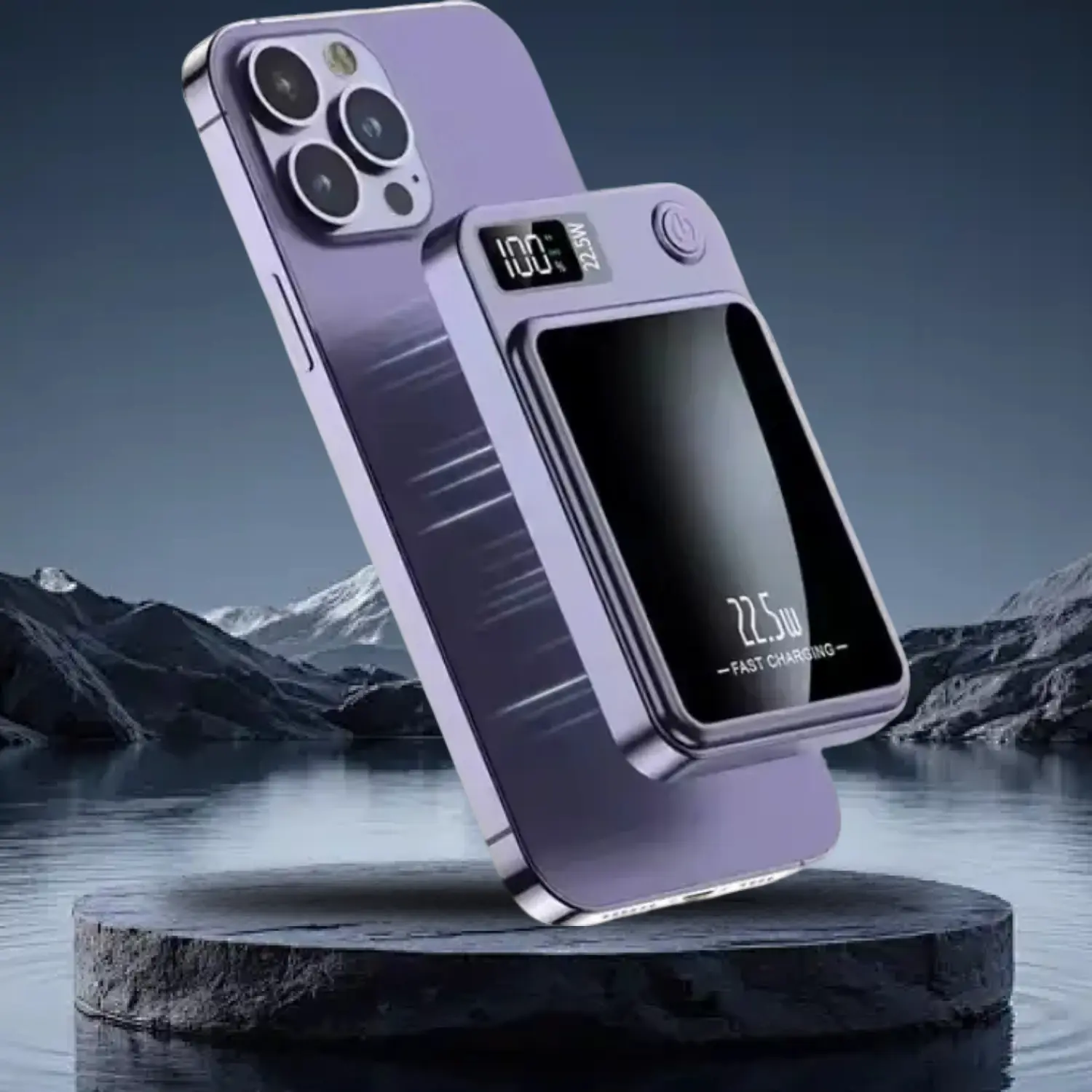 10000mAh Wireless Fast Charging Power Bank, Portable Magnetic Mobile Power with LED Display, Universal Compact Power Bank for iPhone 15/14/13/12/Pro/M