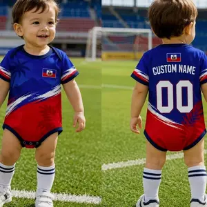 Personalized Haiti Baby Bodysuit, Custom Name Soccer Baby Outfit, Haiti Football Fan Gift, Newborn Sports Jersey Onesie G6I UEZ