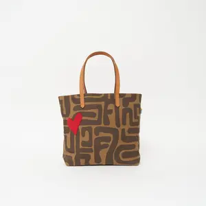 Go To Tote - Mocha Kuba with Red Beaded Heart