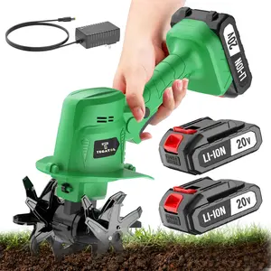 20V Cordless Electric Tiller, Handheld Mini Garden Cultivator, 235RPM Soil Tiller for Weeding, Soil Loosening, Tilling & Garden Landscaping, 5-Inch Width, 4-Inch Depth
