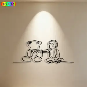 1pc Teddy Bear & Child Metal Wall Art, Heartwarming Teddy Bear Statue Mural, Ideal Gift for Christmas, New Year, Kids Room Decor Enthusiasts,  Metal Wall Decor Wall Sculptures, Perfect for Bedroom Wall & Garden Fence, Charming Family-Themed Home Decor
