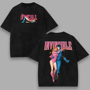 MARK GRAYSON X ATOM EVE INVINCIBLE Limited Design Oversized Graphic Tee Double Sided Print Washed T-Shirt Hoodie Sweatshirt, Crewneck, Casual, Heavyweight Cotton, Comics Merch, Top Streetwear Menswear Animated TV Series