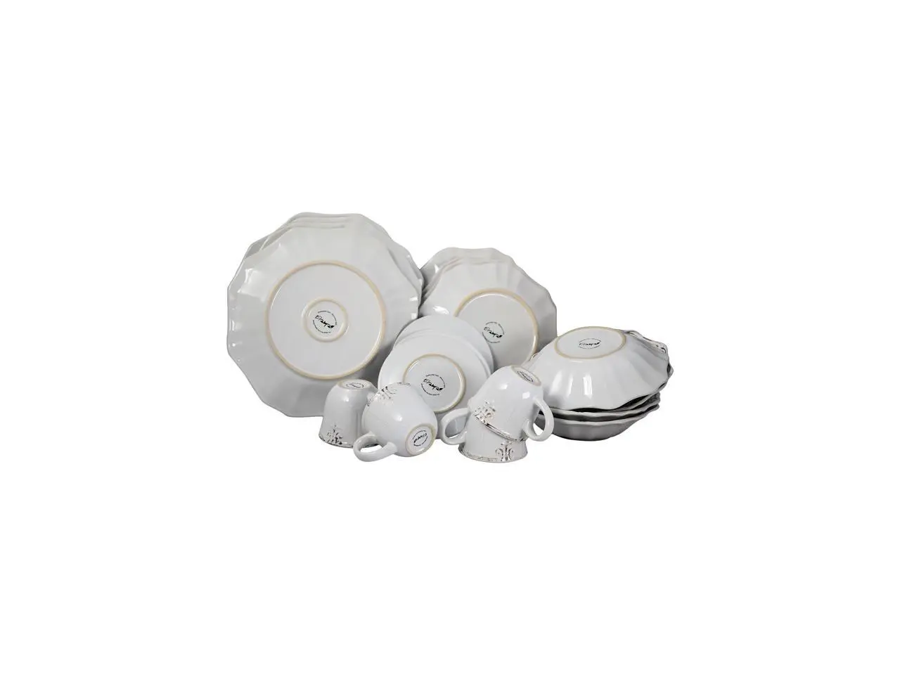 Elama Fleur De Lys 20 Piece Dinnerware Set, White Elama Fleur De Lys 20 Piece Dinnerware Set, White