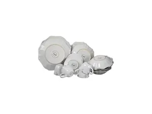 Elama Fleur De Lys 20 Piece Dinnerware Set, White