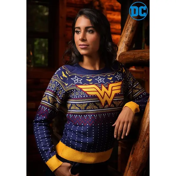 Wonder Woman Navy Women's Ugly Christmas Sweater