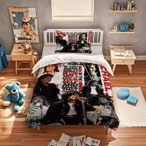Michael Jackson print pattern soft and durable Decorative bedding duvet cover set, including 1 duvet cover and 1 or 2 pillowcases, without a core or pillow, suitable for children or adults as gifts, modern style fashionable bedroom bed decoration tiktoksh