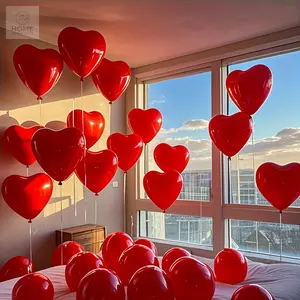 50 red heart balloons, suitable for birthdays, weddings, engagements, Valentine's Day, Thanksgiving, Mother's Day, Halloween, New Year's Eve, graduation season, home decor, party props, still life photography, Easter room decorations