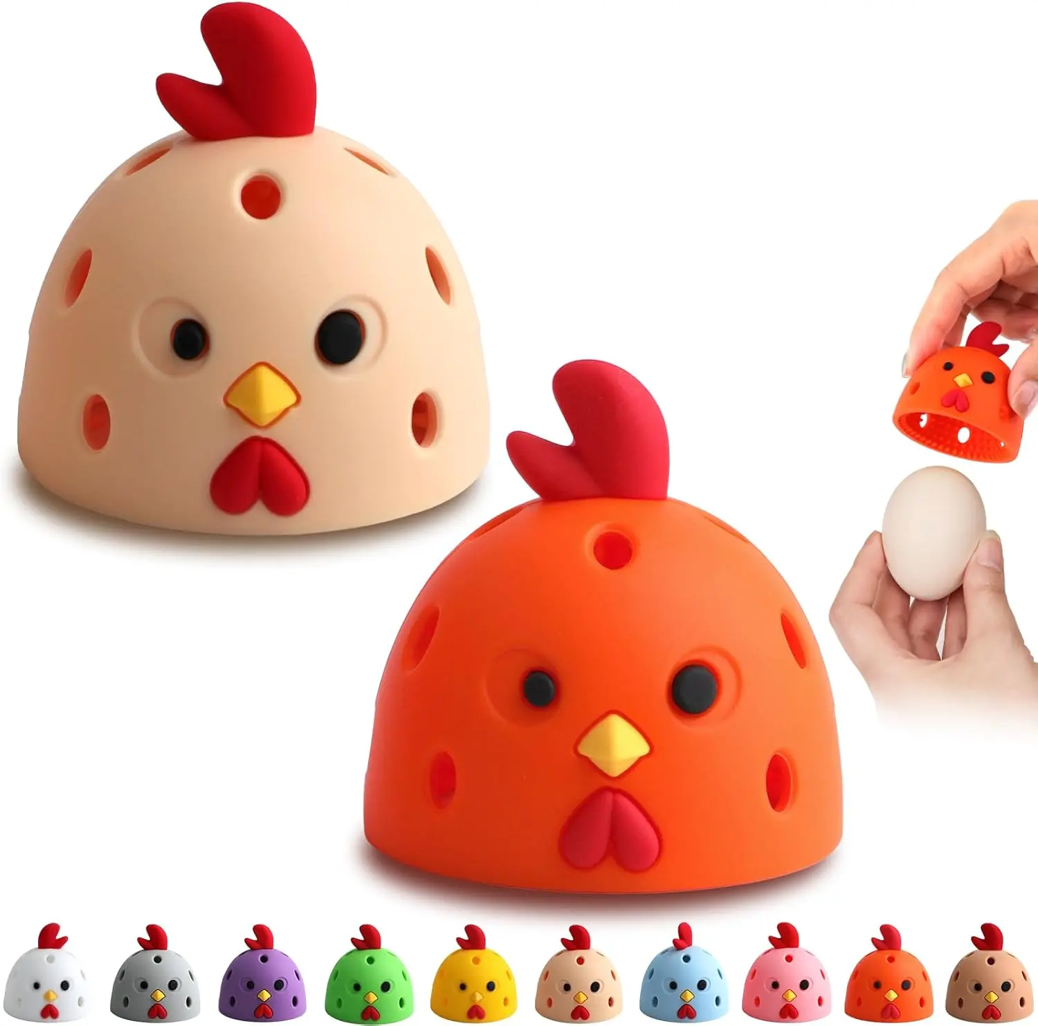 QUSEVOO 2PCS Chick-Shaped Silicone Egg Brush Cleaner - 2.2"x2.2" Food-Grade, Odorless, BPA-Free Kitchen Utensil, Kitchen Gadgets, Compact, Portable, Easy-Clean Multicolor Thoughtful Gift