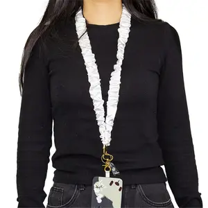 Elastic Cotton Lanyard for Badge Keychain Neck Lanyard for Identity Card Badge Holder Phone for Students