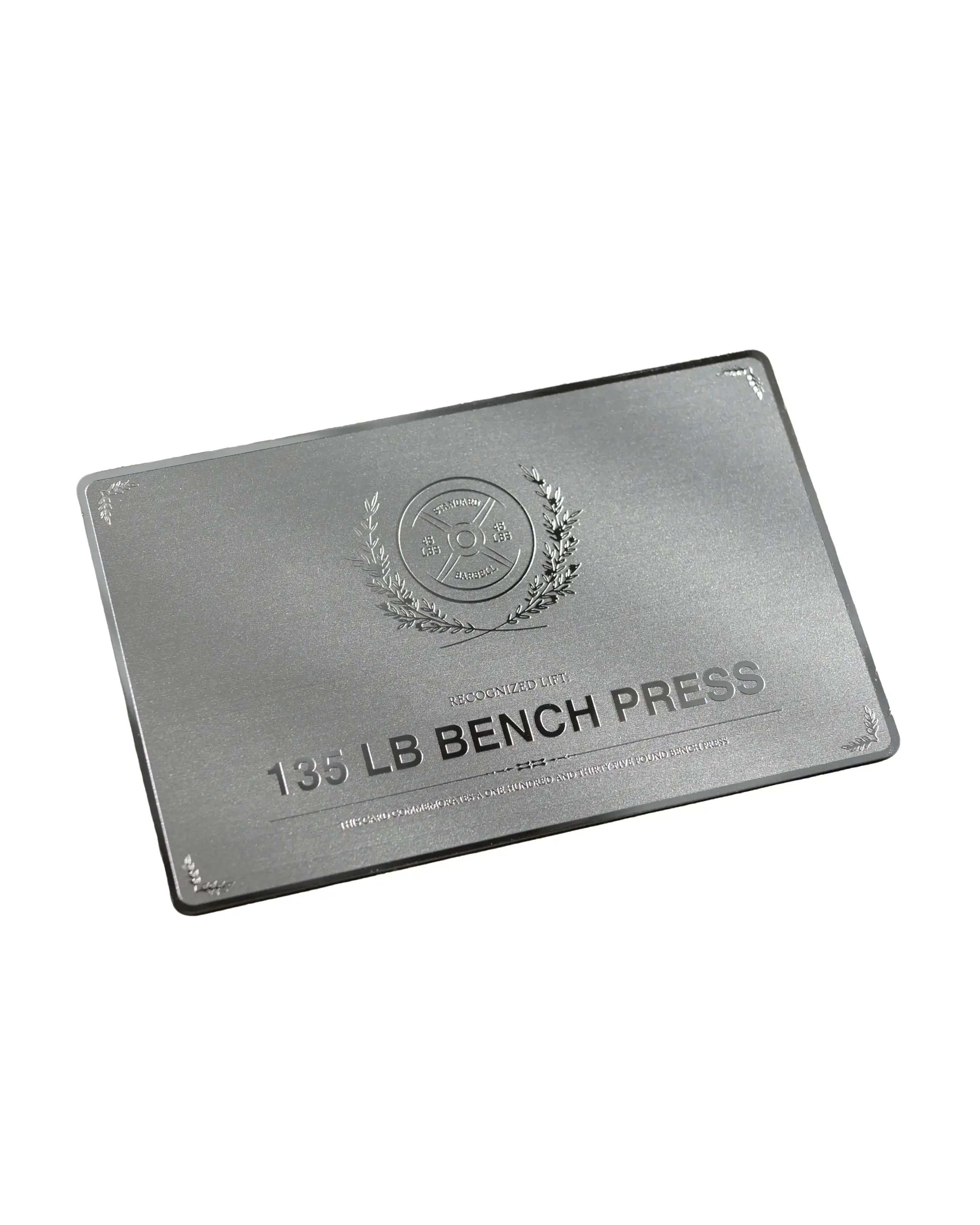 135 LB Bench Press Verification Card Engraved Serialized with Protective Case Verified Lift Registry Certified Laser Engraved Steel Durable Cardstock