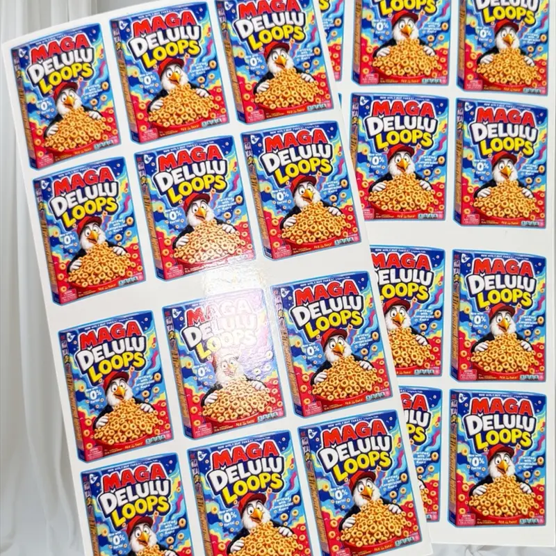 Funny Political Stickers – Hat Sticker Sheet, MAGA Delulu Loops Cereal Sheet, Girl Hold My Earrings Baddie Liberty Sheet – 1 Pack or 2 Pack