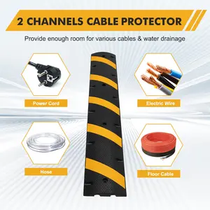 Garvee 6Ft Recycled Rubber Speed Bump Set of 2, Each 99 cm Long and 6 cm High, Industrial Quality for Asphalt and Gravel Roads, Durable Design Perfect for Temporary Driveway Use