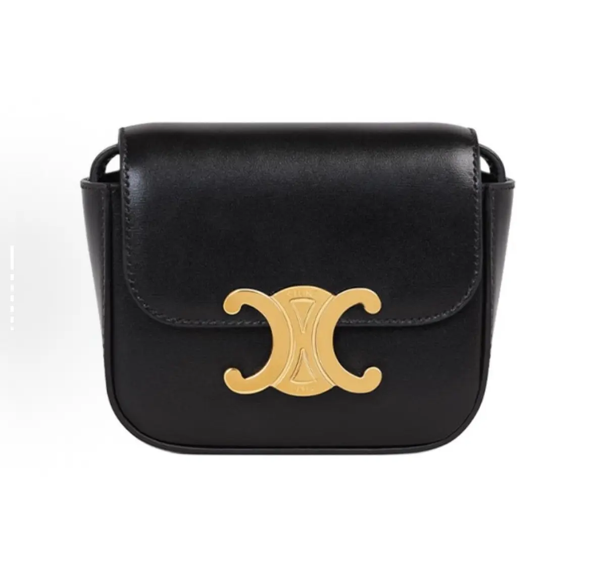 Pre-owned Celine Black & Gold Triomphe Mini Belt Bag Crossbody Bag, 260x40x40 mm, Excellent Condition (2604036), Crossbody Bags