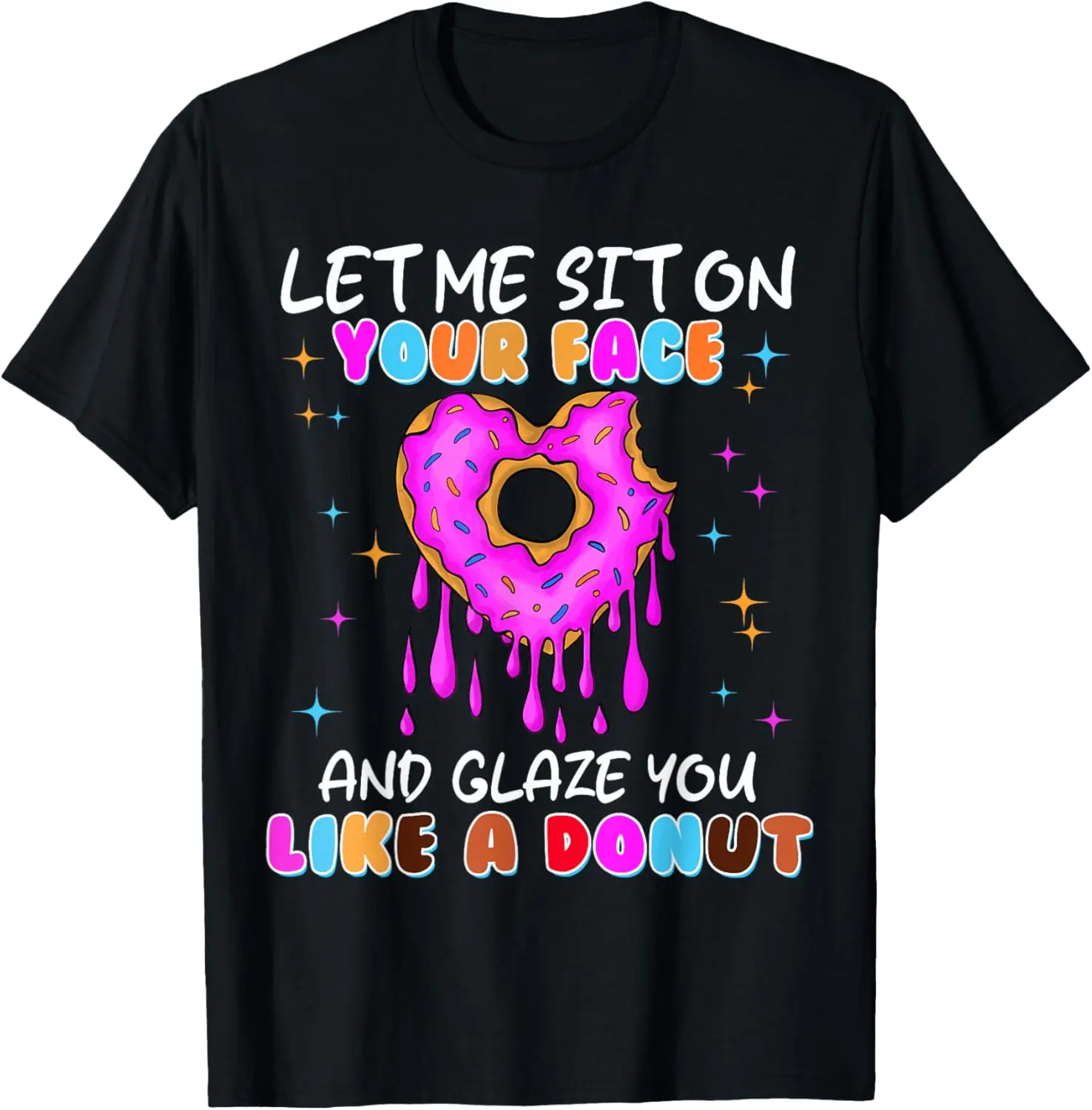 Women's Vintage Graphic Cotton T-Shirt with Funny Donut Print, Short Sleeve Round Neck Adult Humor Top for Everyday Wear, Tops, Shortsleeve, Funny Graphic, Humorous, Playful Look