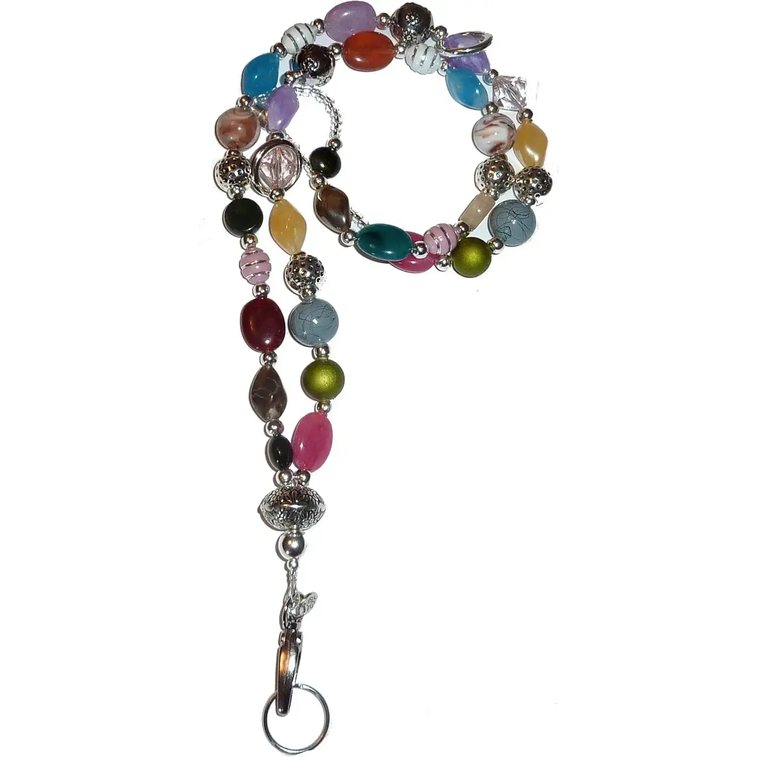Women's Hand Beaded Chunky Colorful Lanyard - 34in Fashion Statement ID Card Badge Holder for Adults, 40+ Styles, Made in USA, Key Keychain (Teacher Use), Beaded Lanyard