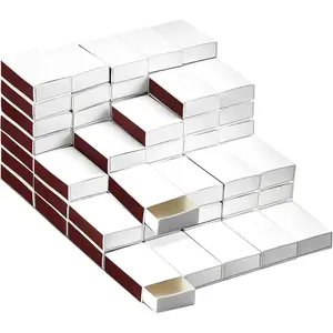 100 count Blank Match Boxes (No ) 2.25 x 1.42 x 0.59 inch Bulk Blank Matchboxes,DIY White Storage Containers Holders with Double-Sided Striker for Wedding Bridal  Shower Birthday Party