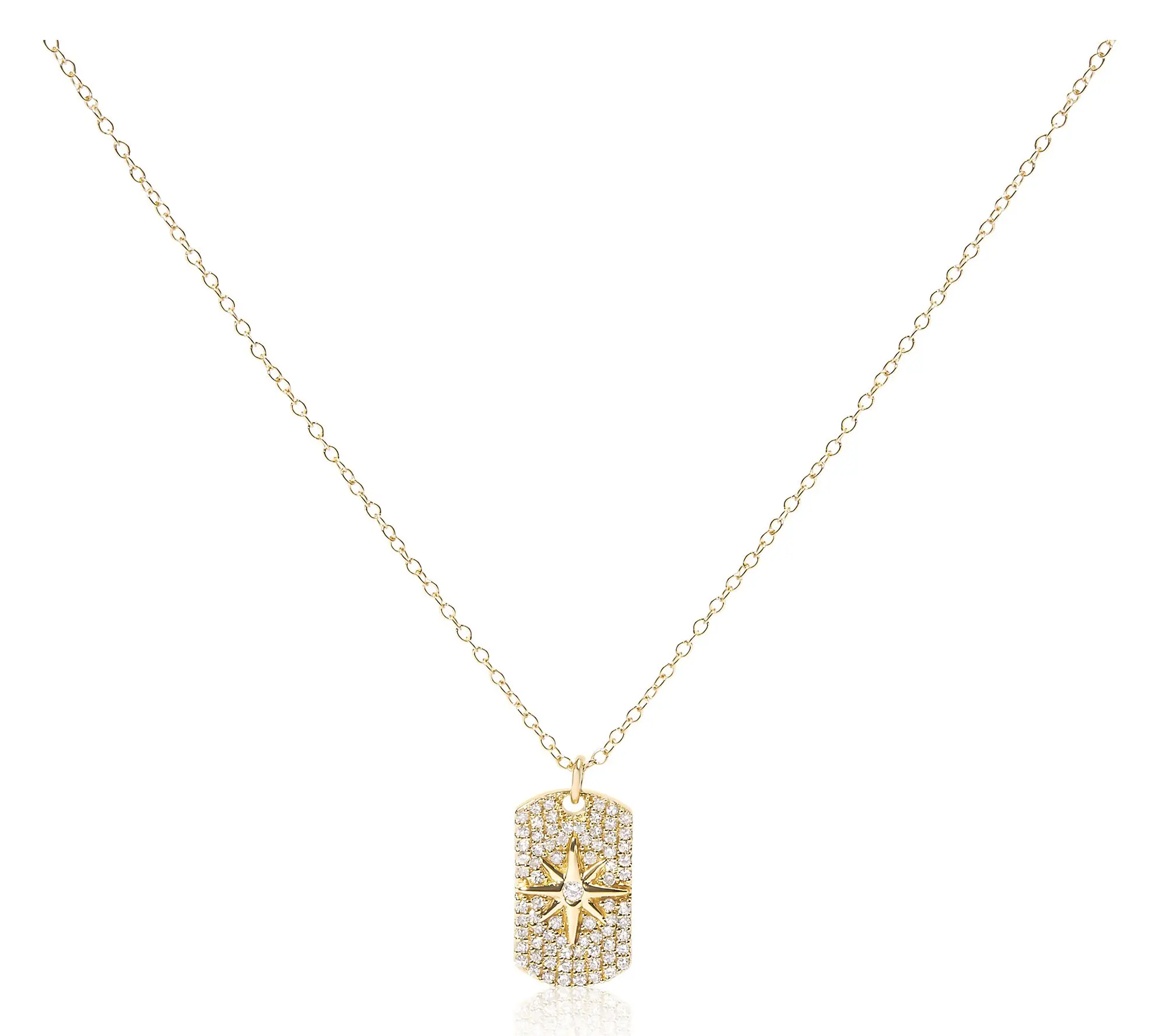 Haus of Brilliance Diamond Dog Tag w/ Chain, Sterling