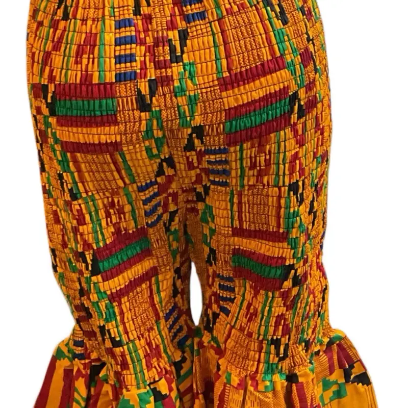 Women's African Ankara Plazzo Jumpsuit with Scarf - Free Size, Colorful Geometric Print, Fashionable Pants Wear