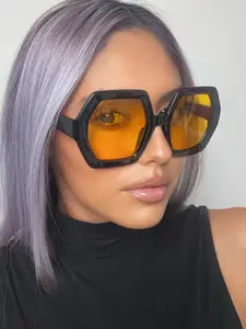 Fashion Large Frame Glasses, Multifaceted Square Unisex Retro Style, Durable PC Material, Daily Wear & Trendy Look, High-End Design