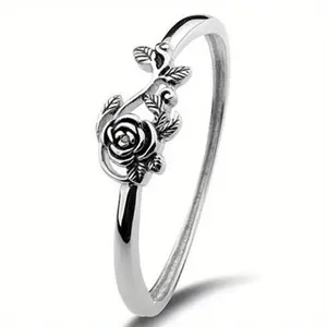 1pc Elegant Rose Leaf Grape Vine Design Flower Shape Ring, Rose Motif Ring for Weddings, Flower Shape Rings, Rose Motif Rings