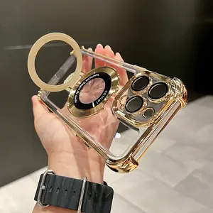 Luxury Phone Case Cover - Compatible withiPhone 17/16/15/14/13/Pro Max/Pro/Plus This Transparent Electroplated Acrylic Magnetic Protective Case Is Suitable for The Latest Iphone Series Phone Cases And Wireless Charging Magnetic Stands