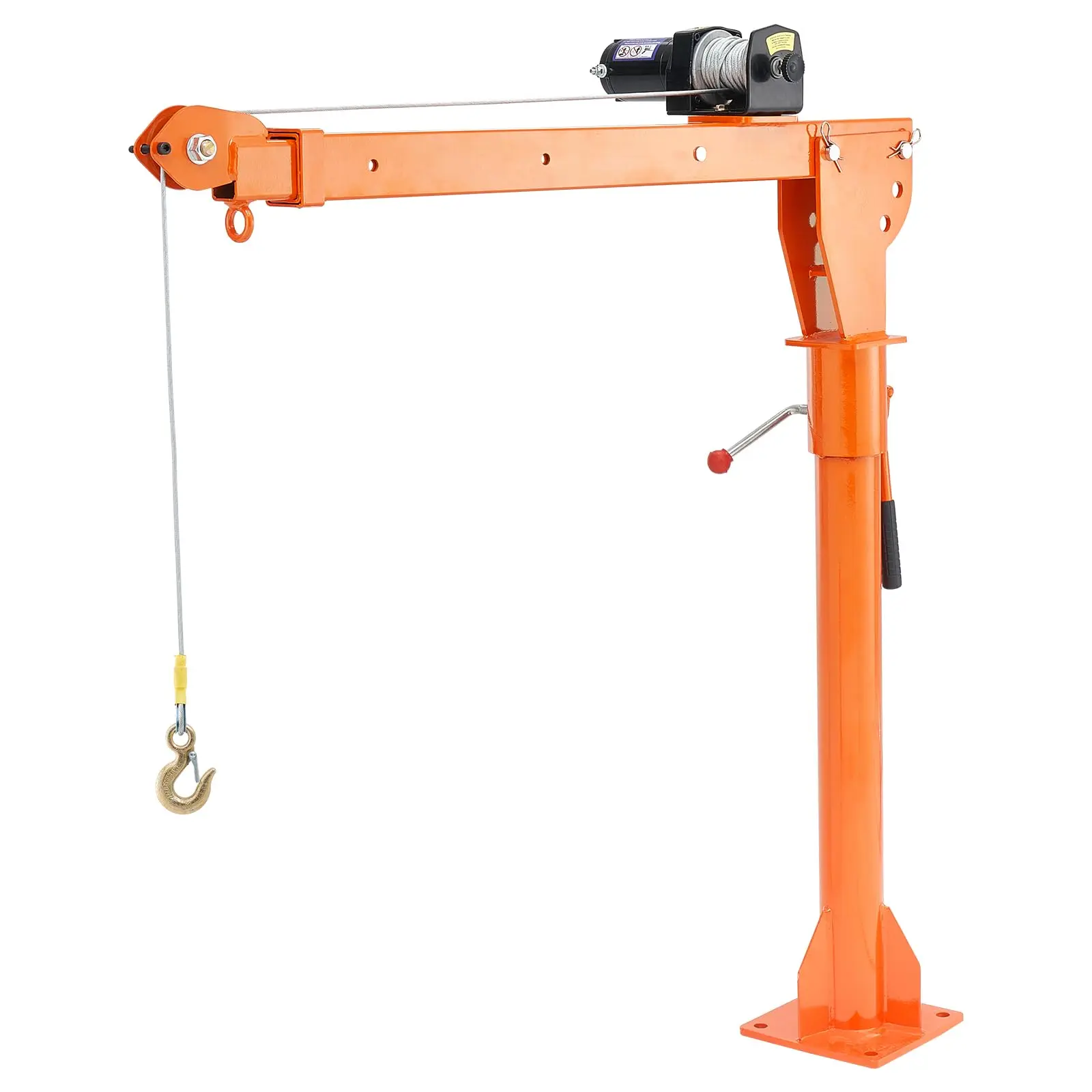 Electric Truck Crane 1100 lbs Capacity with 3500 lbs Winch 360° Rotatable & 3-Section Adjustable Boom for Pickup Truck Bed Heavy Duty for Construction Factory Workshop