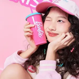 Barbie Daylight Shine Series Water Bottle,18OZ Plastic Beverage Bottles - 4 Pack, Durable PP and Silicone Rubber, Great for Daily Carry,Birthday Gifts, Christmas Gift, School Gifts Cup Tumbler Drinkware