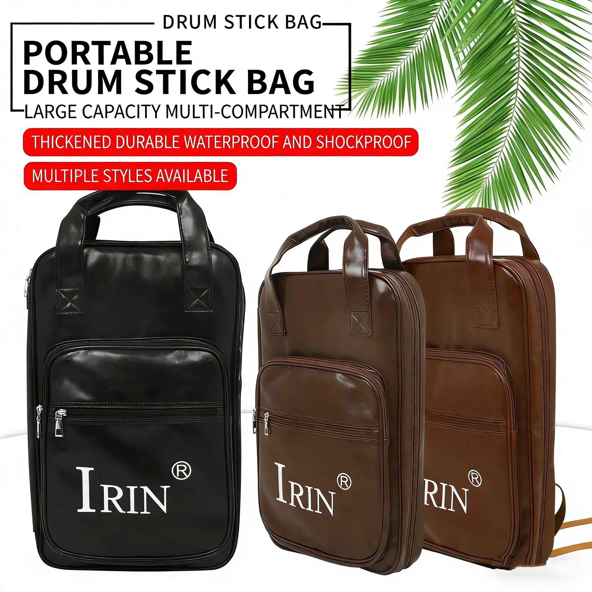 Irin Thick Multi-Functional Storage Shoulder Bag, PU Leather Material Drumstick Bag, Durable and Stylish, Perfect for Musicians