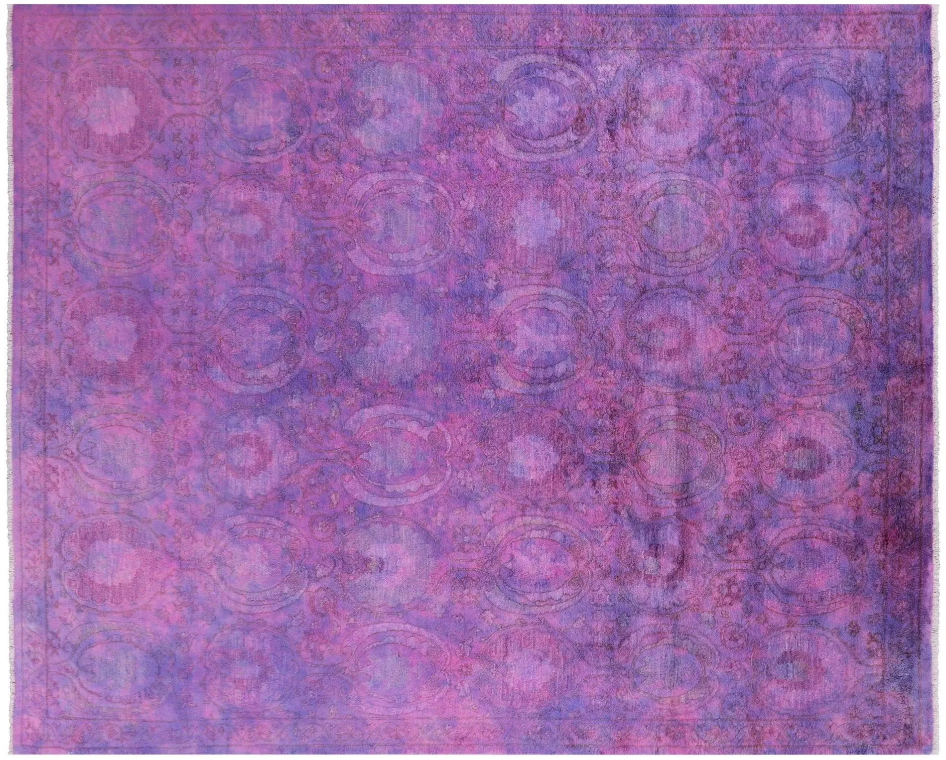 Purple 8' 1" X 9' 10" Overdyed Full Pile Hand-Knotted Rug - Q5896