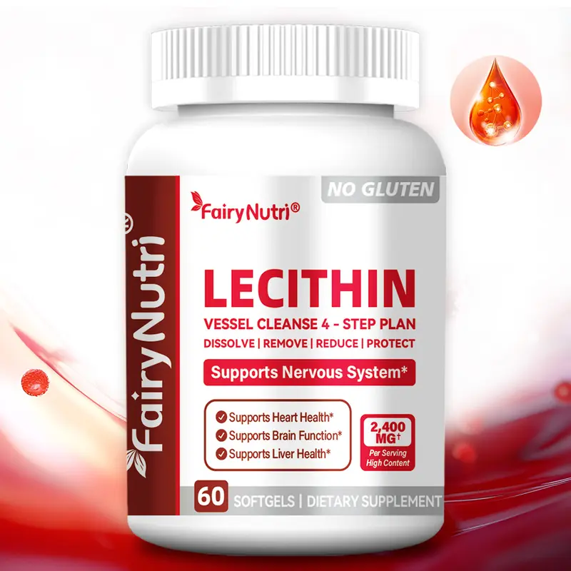 Lecithin 2400mg - Liver Health & Cognitive Function Healthcare Fitness Supplement 90 Softgels