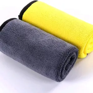 Premium Microfiber Cleaning Cloth 800 gsm Long Lasting Streak Free Windshields & Glass Tables 12x12 Yellow & Gray ( Pack of 2)