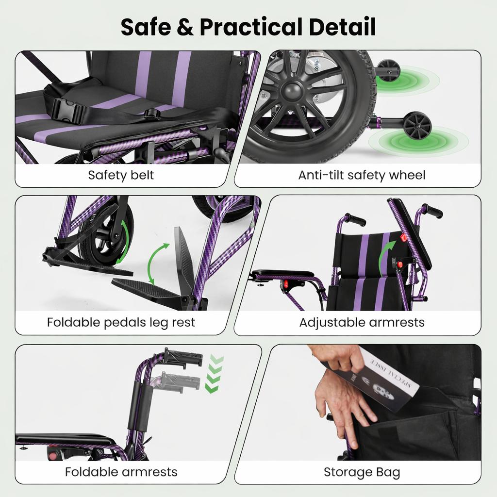 Electric Wheelchair for Adults, Foldable Power Wheelchair with 360W Dual Motor, Shock Absorbing Design, 15 Miles Range, 4MPH Max Speed, Supports 286 lbs