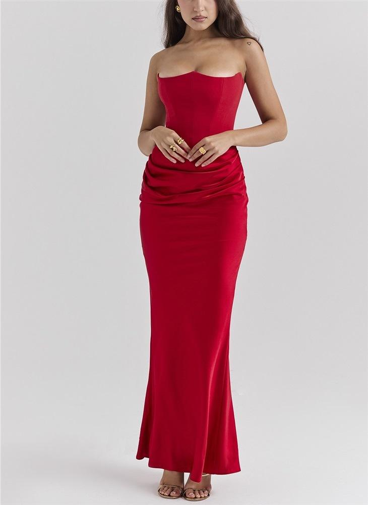 Slim Tube Top Long Dress Sexy Fashion Bandeau Backless Party Evening Dresses For Women Clothing