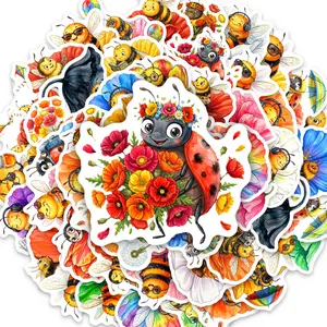 50pcs Cute Bee Watercolor Cartoon Stickers, Office Supplies and Notebook Accessories, Suitable for Scrapbooks, Diaries, Laptops, Water Bottles, Cars, Etc., Designed with Faith in Mind.