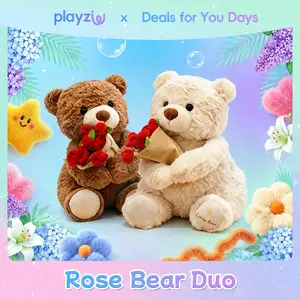 1PC Plush Teddy Bear with Rose Bouque Stuffed Animal Toy, Perfect Gift for Valentine's Day, Anniversaries, Birthdays, Romantic Occasions, Soft Cuddly Gift #summerwins