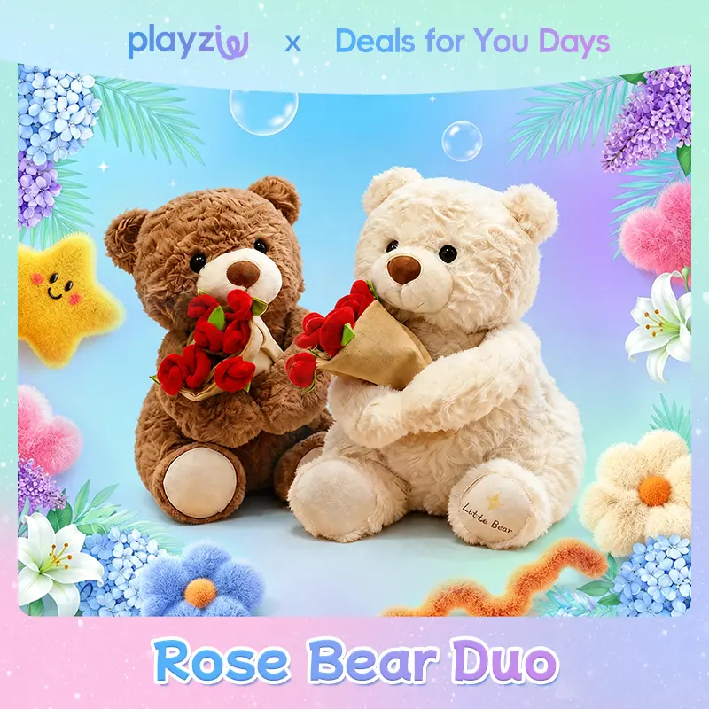 1PC Plush Teddy Bear with Rose Bouque Stuffed Animal Toy, Perfect Gift for Valentine's Day, Anniversaries, Birthdays, Romantic Occasions, Soft Cuddly Gift #summerwins