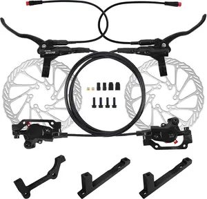Ebike Hydraulic Disc  Set with 180mm Rotors 2 Pistons Electric Power-Off Left Front 1100mm Right Rear 1800mm  Alloy Lever for Scooter/MTB Mountain (Included Adapters)