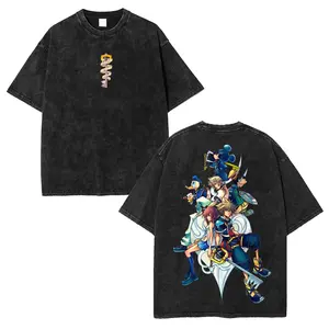 Kingdom Heart Washed tee, Unisex Anime Manga Washed Heavyweight Cotton T-shirt, Gift For Anime Fan, Anime Lover shirts men fisherman father Menswear Top Black Casual Crewneck Shortsleeve Tropical