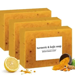 Lemon Turmeric Soap Bar for Face & Body Natural Handmade Soap for All Skin Types Deep Cleansing Exfoliating Nourishing Brightening with Multiple Functions and Easy to Use Formula