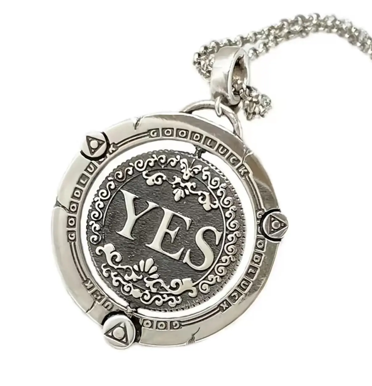 Rotating Decision Coin Design Hollow Pattern Necklace - Fashion Costume Jewelry Accessory for Everyday Styling