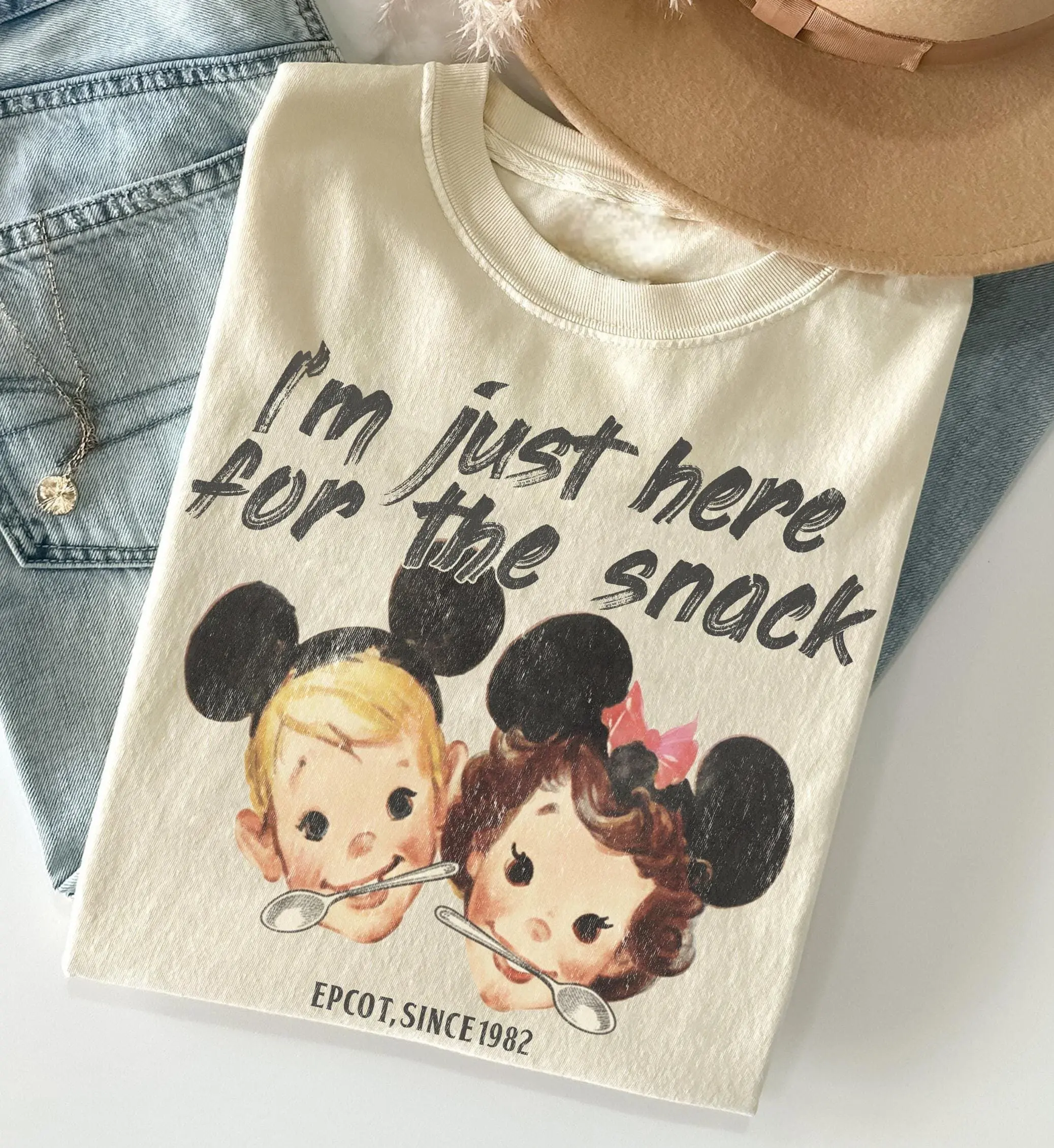 Vintage I'm Here For The Snacks WDW Shirt, Magic Kingdom Epcot Shirt, Vintage 90's Style WDW Unisex Tee, Epcot World Tour Tee