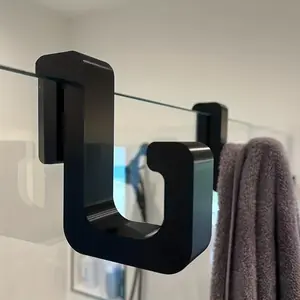 [Glass Door Hooks] 2/3/4pcs Heavy Duty No Drilling Required Bathroom Hooks for 8mm Glass Door - Sturdy Plastic Material, Wall Mount, for Hanging Clothes, Towels (Black, White Options Available)