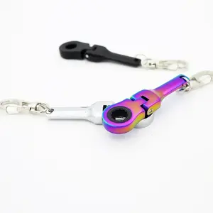 Portable 10mm Ratchet Wrench Metal Keyring Mini Keychain Adjustable Handle Tool Key Chain
