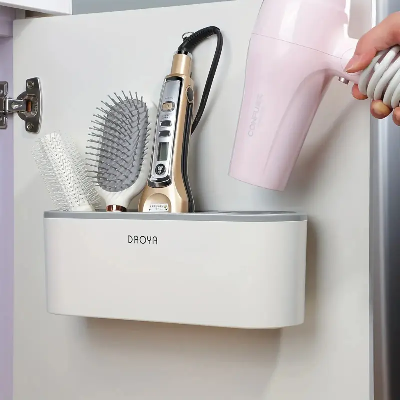 1Pcs Hair Dryer Holder - Bathroom Hair Tool Organizer, Bathroom Organizing Accessories, Hair Dryer Holder Inside Cabinet Door, Storage Rack For Curling Iron, Straightener & Styling Tools, Bathroom Accessory