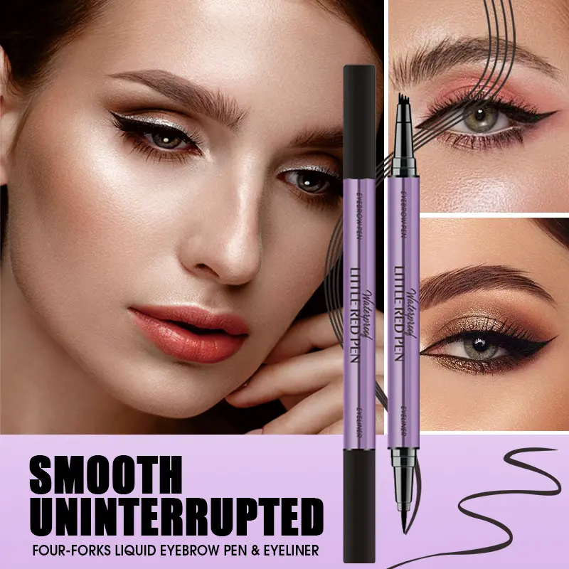 Waterproof Dual Tip Liquid Liner & Eyebrow Pen, Anti-Smudging Long Wear Precision Eye Brow Cosmetics