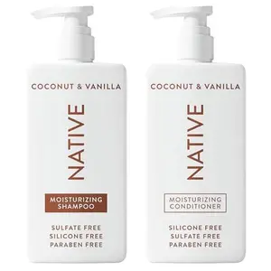 Native Coconut & Vanilla Shampoo and Conditioner Contain Naturally Derived Ingredients | All Hair Types, Color & Treated, Fine to Dry Damaged, Sulfate & Dye Free - 2-Pack